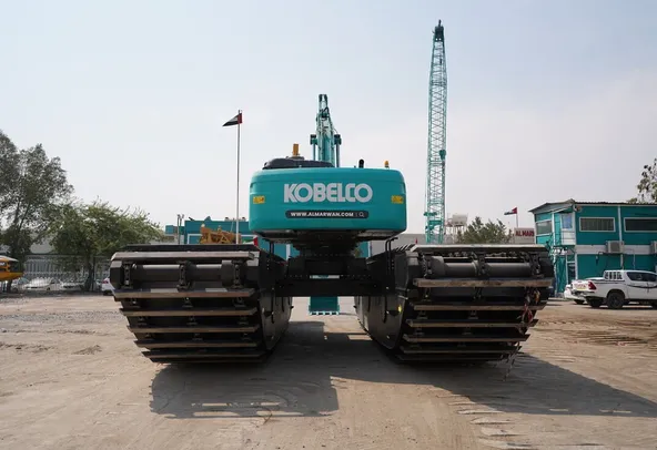 Kobelco SK380 Amphibious Long Boom Excavator rear view
