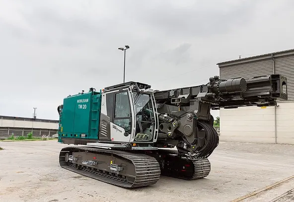 Sennebogen SR30 F with ABI Mobilram TM20 Piling Rig Front Right View