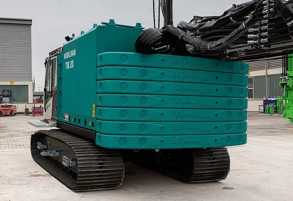 Sennebogen SR30 F with ABI Mobilram TM20 Piling Rig Rear Left View