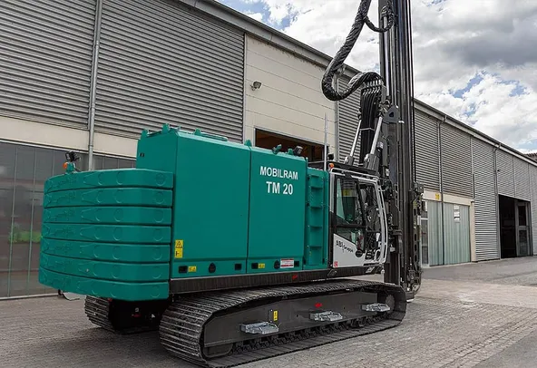 Sennebogen SR30 F with ABI Mobilram TM20 Piling Rig Rear Right View