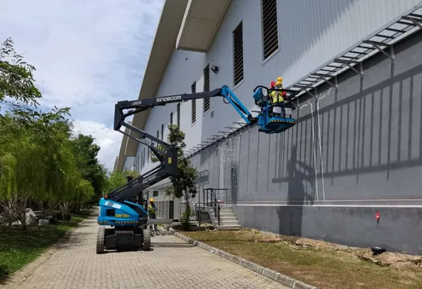 Sinoboom AB16EJ Articulated Boom Lift on Jobsite