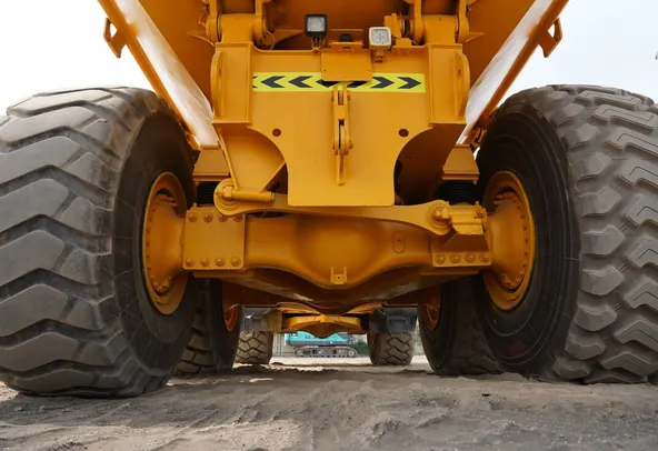 volvo A35F dump truck undercarriage view