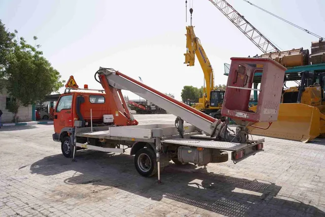 2003 Multitel 160 ALU DS Boom Lift on Nissan Cabstar Truck Rear Left View - LF-0058