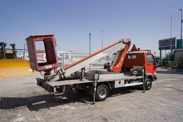 2003 Multitel 160 ALU DS Boom Lift on Nissan Cabstar Truck Rear Right View - LF-0058