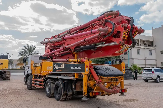 2011 Sany Concrete Pump with Actros 33 Truck Mercedes Rear Left View