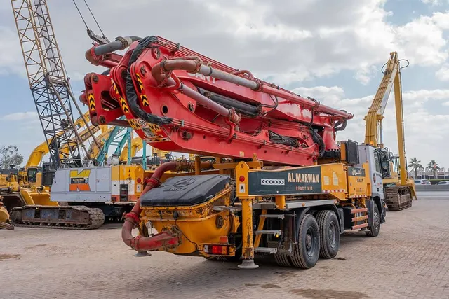 2011 Sany Concrete Pump with Actros 33 Truck Mercedes Rear Right View