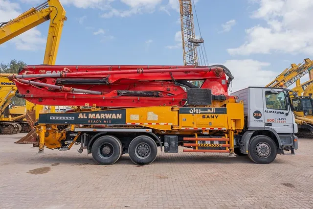 2011 Sany Concrete Pump with Actros 33 Truck Mercedes Right Side View