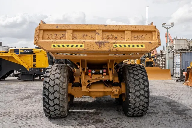 2020 Caterpillar 745 Articulated Dump Truck Rear View