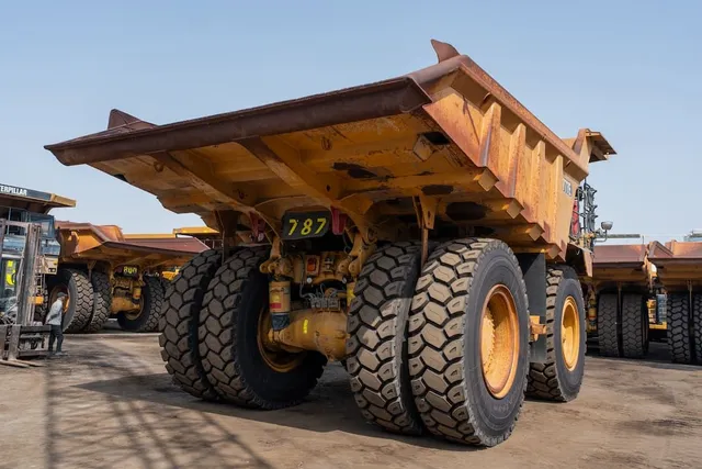 2021 Caterpillar 777E Rigid Dump Truck Rear Right View
