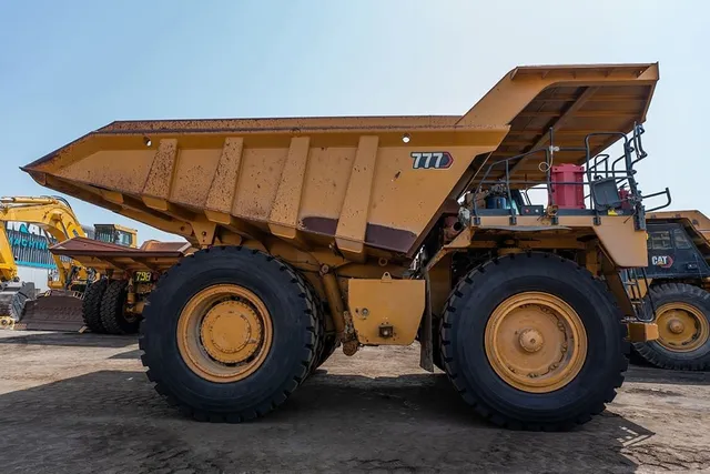 2022 Caterpillar 777E Rigid Dump Truck Rear Right Side View