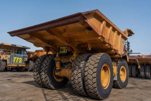 2022 Caterpillar 777E Rigid Dump Truck Rear Right View