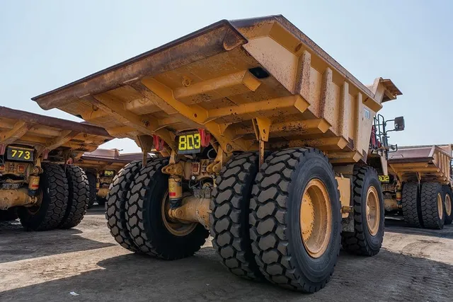 2022 Caterpillar 777E Rigid Dump Truck Rear Right View