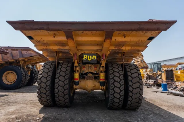 2022 Caterpillar 777E Rigid Dump Truck Rear View