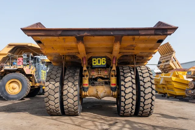 2022 Caterpillar 777E Rigid Dump Truck Rear View