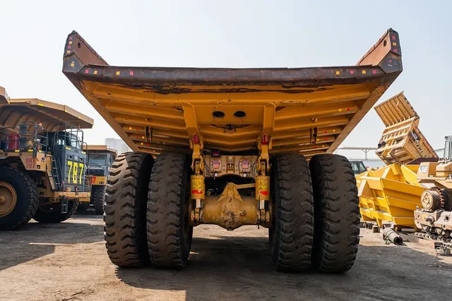 2022 Caterpillar 777E Rigid Dump Truck Rear View