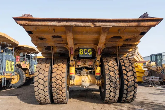 2022 Caterpillar 777E Rigid Dump Truck Rear View