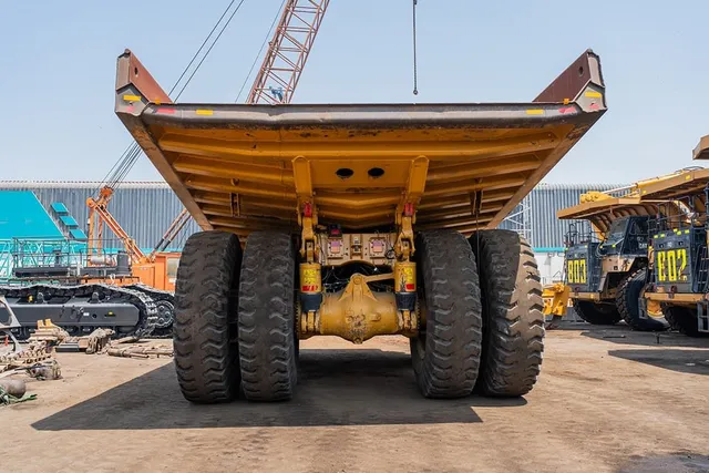 2022 Caterpillar 777E Rigid Dump Truck Rear View