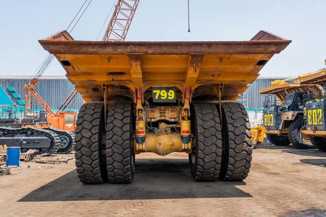 2022 Caterpillar 777E Rigid Dump Truck Rear VIew 