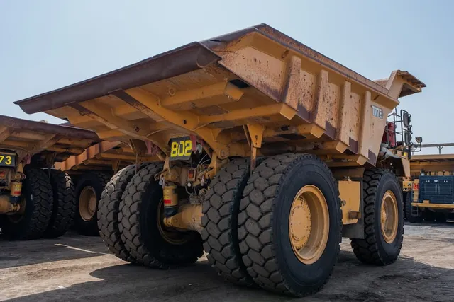 2022 Caterpillar 777E Rigid Dump Truck Right Rear View