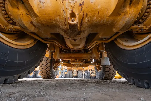 2022 Caterpillar 777E Rigid Dump Truck Under Carriage View