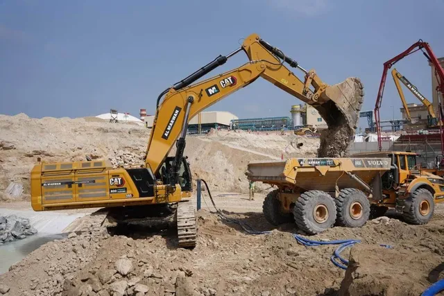 95-ton Excavators for Rent, on action image