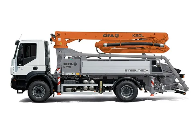 Cifa K20L concrete pump truck left side view