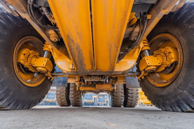2022 Caterpillar 777E Rigid Dump Truck Under Carriage View