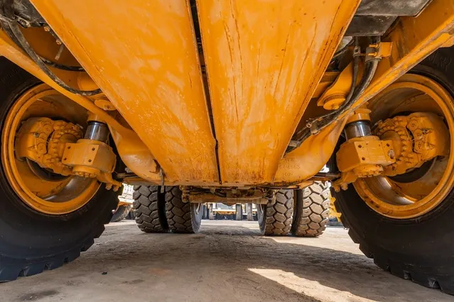 2022 Caterpillar 777E Rigid Dump Truck Under Carriage View