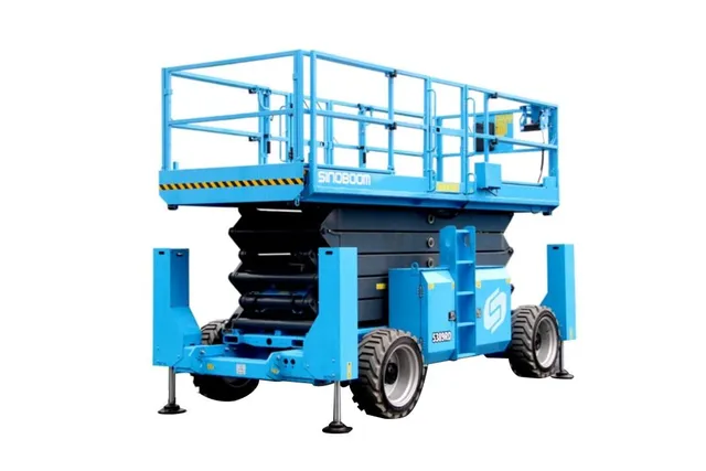 Diesel Rough Terrain Scissor Lifts Folded front