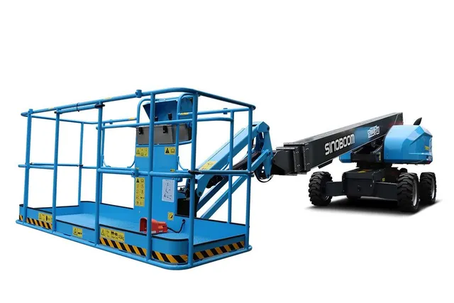 sinoboom tb22j plus telescopic boom lift front left view