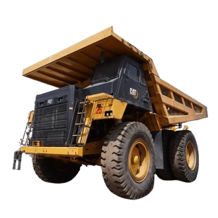 2021 Cat 777E Rigid Dumper Truck -Front left view-white-background