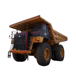 2022 Caterpillar 777E Rigid Dump Truck-Front left view-white-background