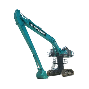 Rent high bed excavator 85 ton white background