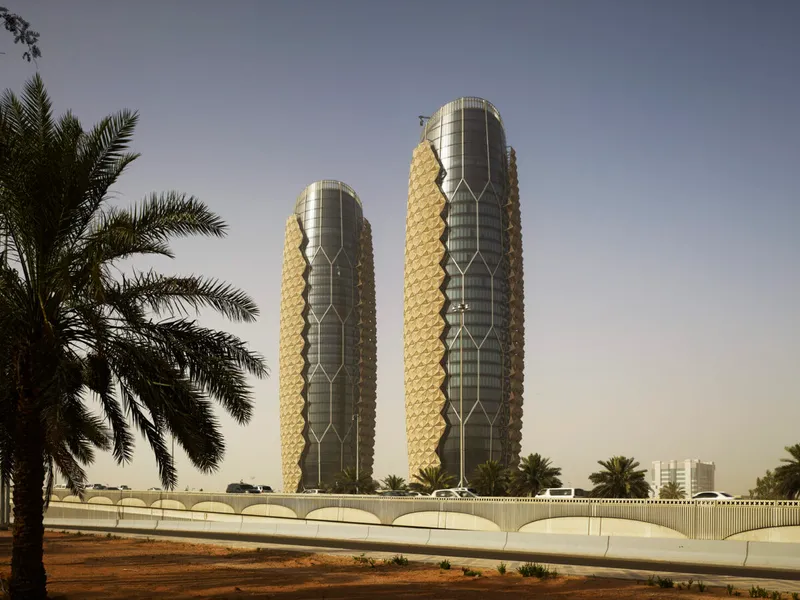 Al Bahr Towers of Abu Dhabi as part of UAE's green building efforts - image courtesy of The Architects' Journal