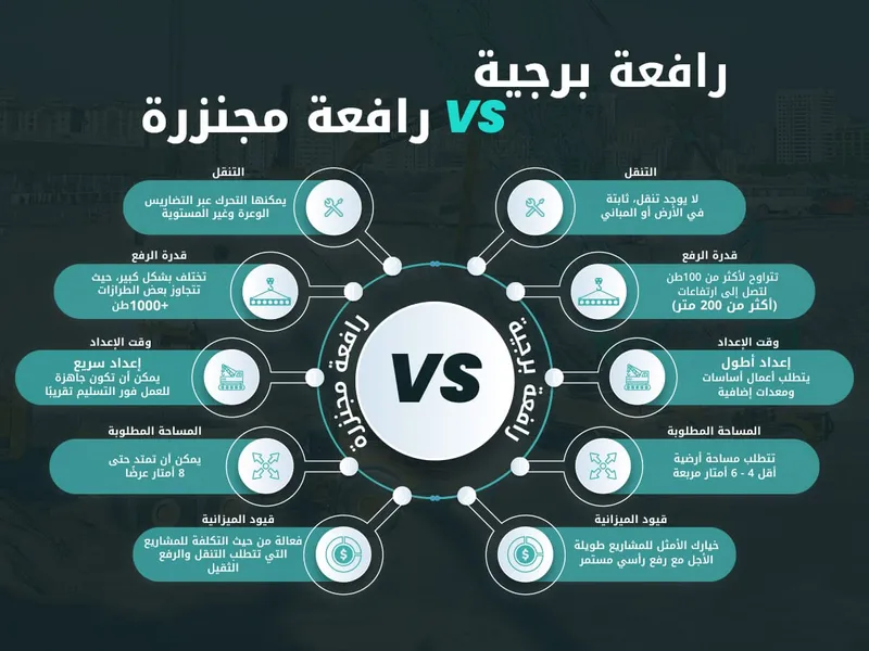 infographic: tower crane vs. crawler crane