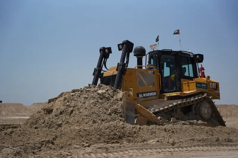 As seen at work on Al Marwan's rental fleet in Abu Dhabi, UAE- the CAT D8T bulldozer is a popular model in construction