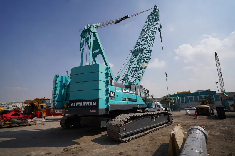 Al Marwan Mchinery's KOBELCO crane CKS1350 model laying-pipes in Sharjah, UAE