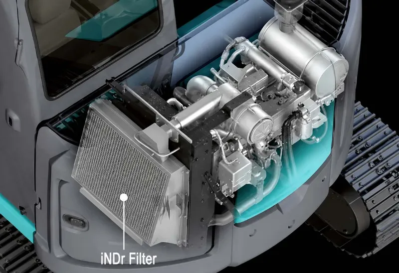Kobelco iNDr filtration system in an excavator