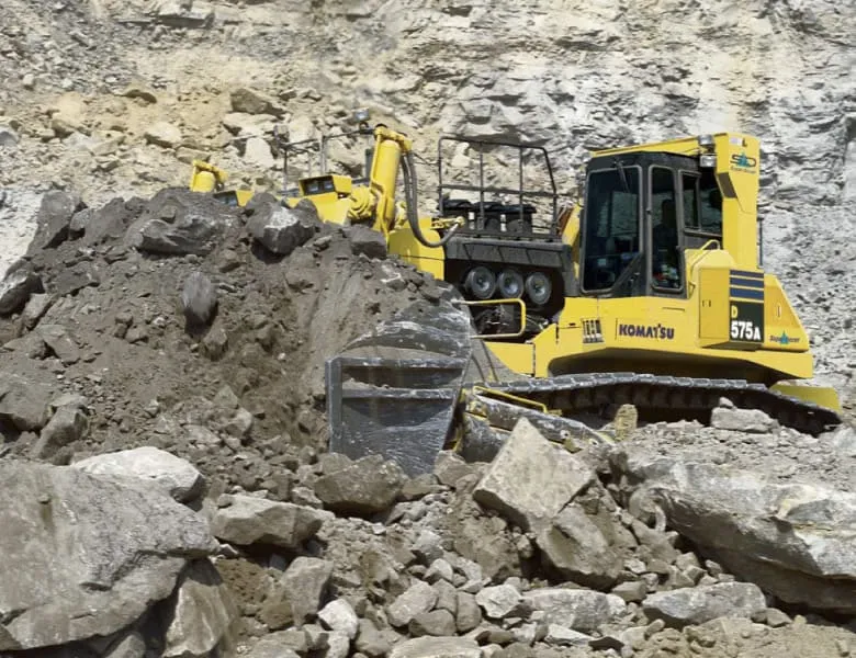 The Komatsu D575A is the largest operating dozer in the world. Courtesy of Komatsu Europe