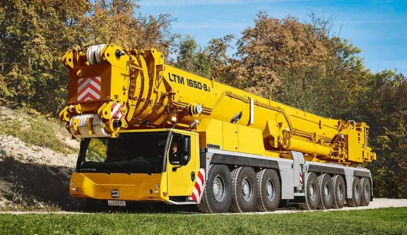 Large mobile crane used for major structural lifting and heavy concrete girder installation