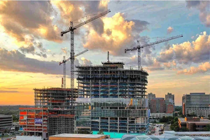 Multiple TEREX SK 415-20 Hammerhead Tower Cranes on site - Image courtesy of TEREX