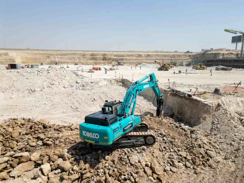 Our Kobelco SK500 excavator in action