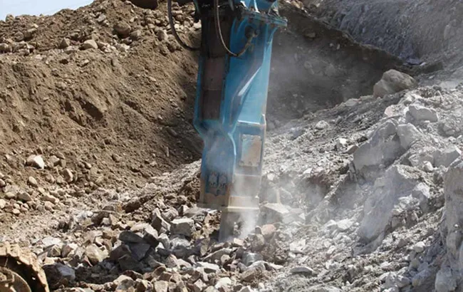 A Toku hydraulic rock breaker at work- image courtesy Supergroups