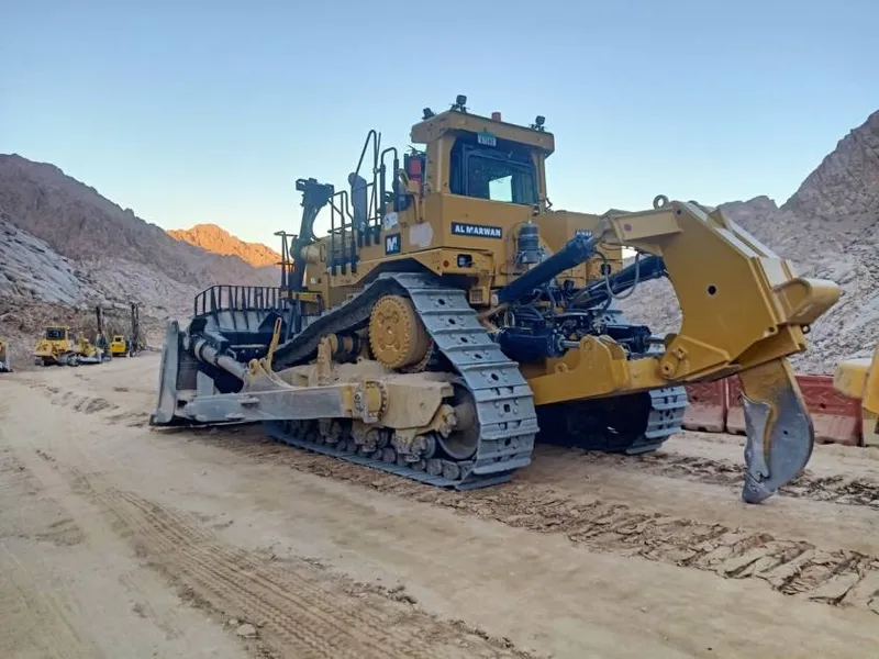 Al Marwan Machinery's large CAT D11 dozer at work on the NEOM construction site in Saudi Arabia