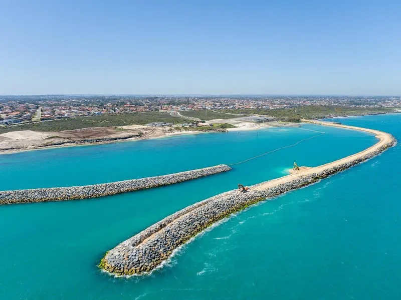 Breakwaters are constructed to protect structures built at sea - image courtesy of Development WA