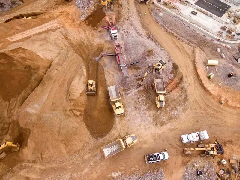 construction fleet from above