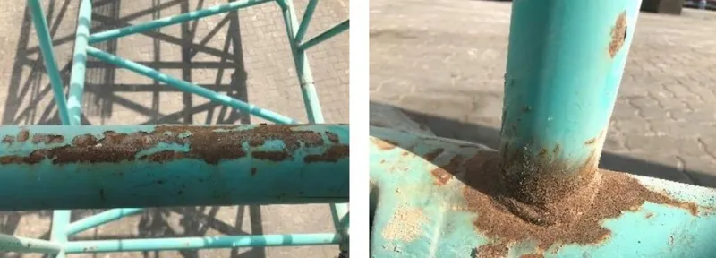 Corrosion in crane lacing pipes