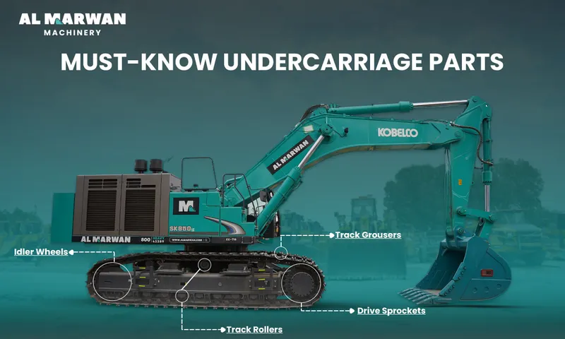 A closer look at the main components of a track system demonstrated on a Kobelco SK850 excavator