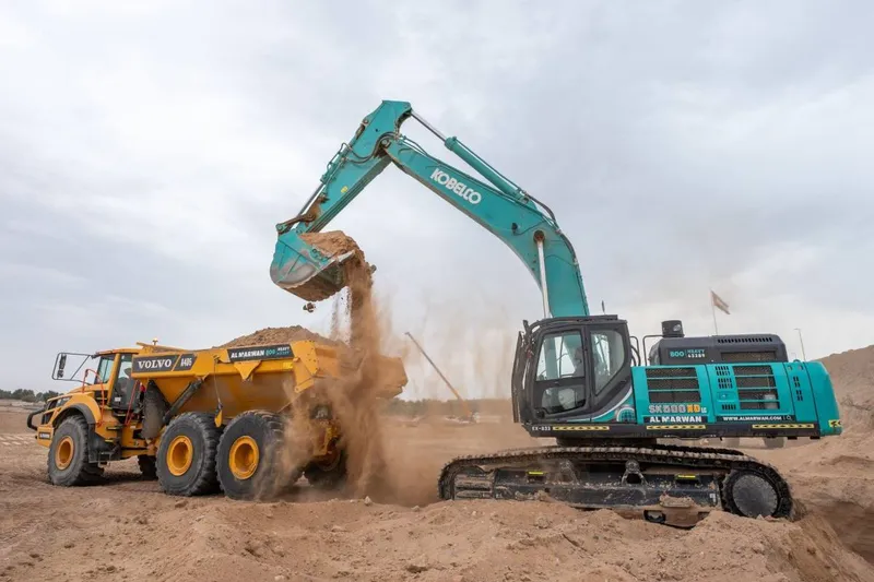 excavator and dump truck