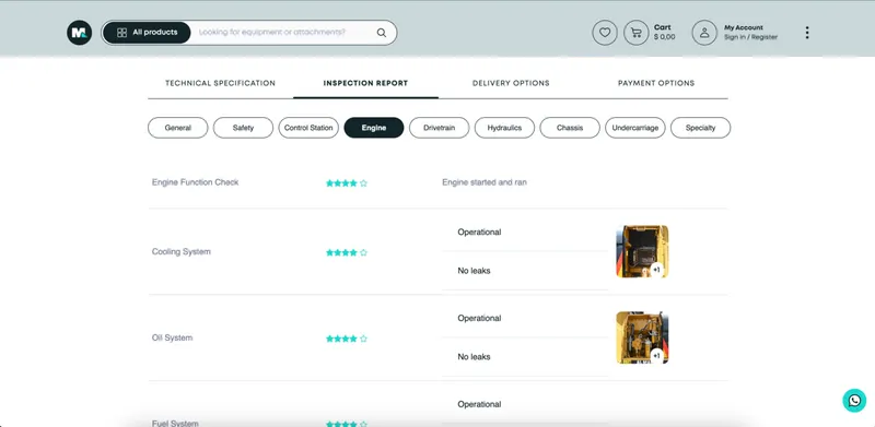 An excavator's inspection report on almarwan.com